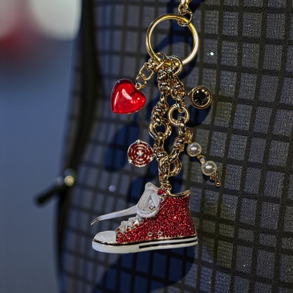 New Price--Red Rhinestone Sneaker Handbag Charms/Keychain - Picture 4 of 10